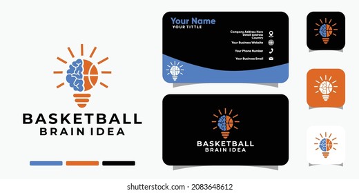 Basketball Brain logo and business card design vector template