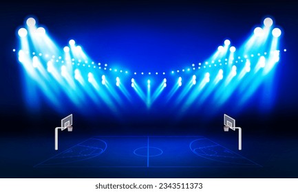 Basketball Bright stadium arena lights vector design.