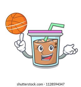 With basketball bubble tea character cartoon