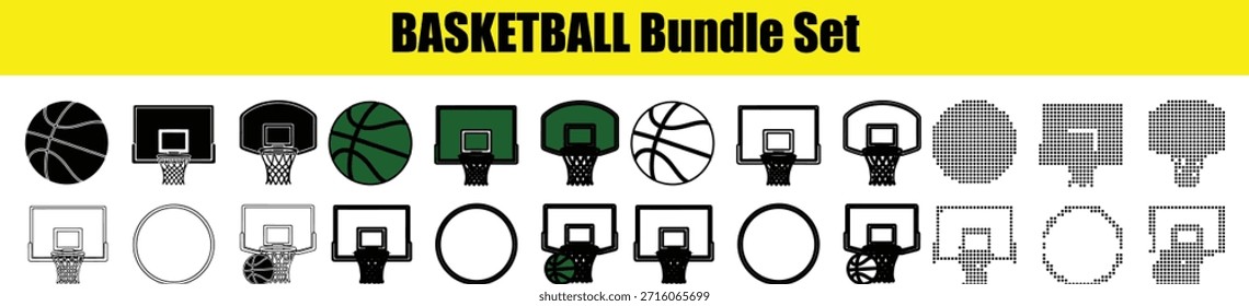 Basketball Bundle Set mit Reifen und Bällen für Basketball-Training und Spielszenen