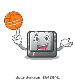 With basketball button A isolated with the mascot