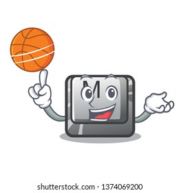 With basketball button M on a keyboard mascot