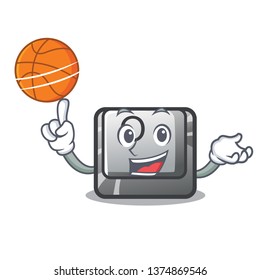 With basketball button O isolated in the cartoon