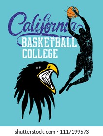 Basketball California graphic design vector art