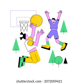 Basketball Camp Abstract Concept Vector Illustration. Basketball Training, Sport Program For Children, Youth Summer Holiday, Kids Sport Academy, Active Vacation Idea, Day Camp Abstract Metaphor.