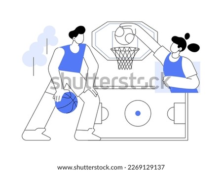Basketball camp abstract concept vector illustration. Basketball training, sport program for children, youth summer holiday, kids sport academy, active vacation idea, day camp abstract metaphor.