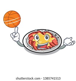 With basketball carpaccio is served on cartoon plates