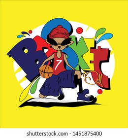 Basketball Cartoon Cat Character Vector