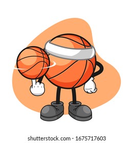 Basketball cartoon character spin a basketball