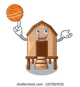 With basketball cartoon chicken the in coop shape