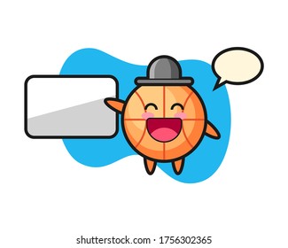 Basketball cartoon doing a presentation