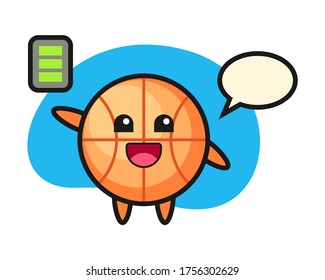 Basketball cartoon with energetic gesture