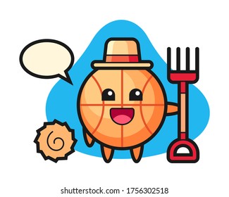 Basketball cartoon as a farmer