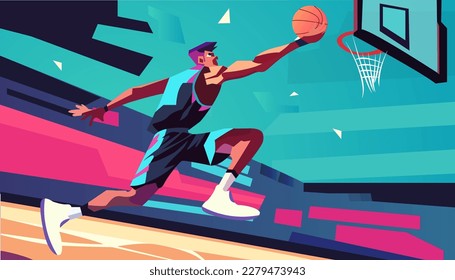 Basketball cartoon flat illustration popular art style vector eps10