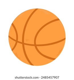 Basketball in cartoon flat style isolated on white background. Vector illustration.