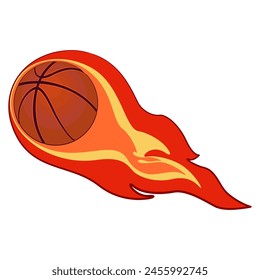 Dibujos animados de baloncesto vuelan rápido hasta que estallan en llamas , ilustración de personaje Vector Clip obra de arte de dibujado a mano
