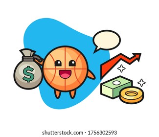 Basketball cartoon holding money sack