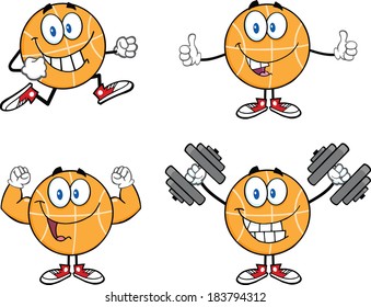 Basketball Cartoon Mascot Characters 1. Vector Collection Set