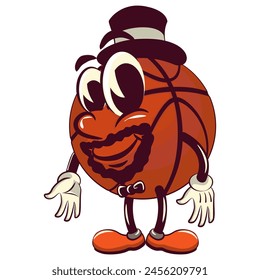 Basketball cartoon mascot wearing a hat and beard, illustration character vector clip art work of hand drawn