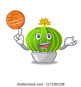 With basketball cartoon notocactus beautiful on the rocks