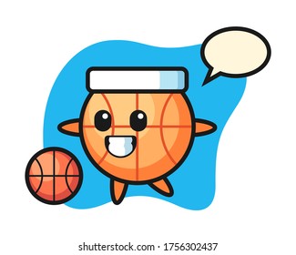 Basketball cartoon is playing basketball