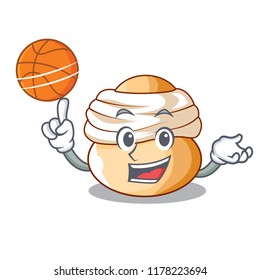 With basketball cartoon semla bun with almond paste