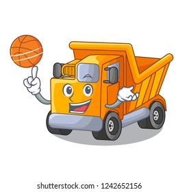 With basketball cartoon truck on the table learn