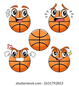 BASKETBALL cartoon vector illustration with expression