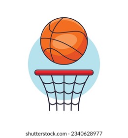 Basketball cartoon vector illustration. Vector cartoon Illustration suitable for poster, brochure, web, mascot, sticker, logo and icon.