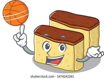 With basketball castella cake isolated in the cartoon
