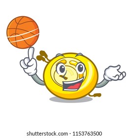 With basketball CD player character cartoon