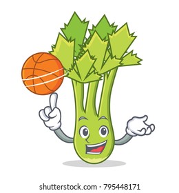 With basketball celery character cartoon style