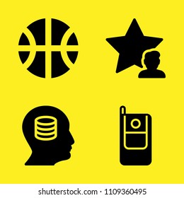 basketball, cellphone, database and star vector icon set. Sample icons set for web and graphic design