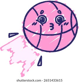 Basketball Chalk Drawing in bright neon color