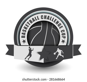 Basketball challenge cup emblem. Vector illustration.