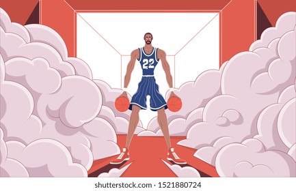 Basketball Champion colored artboard is a vector illustration for any use