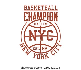 Basketball champion harlem nyc vintage typography