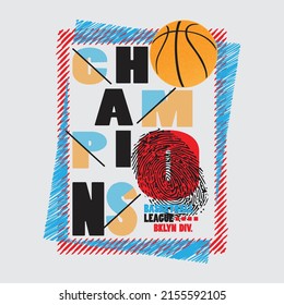 basketball champion Premium Vector illustration of a text graphic. suitable screen printing and DTF for the design boy outfit of t-shirts print, shirts, hoodies baba suit, kids cottons, etc.