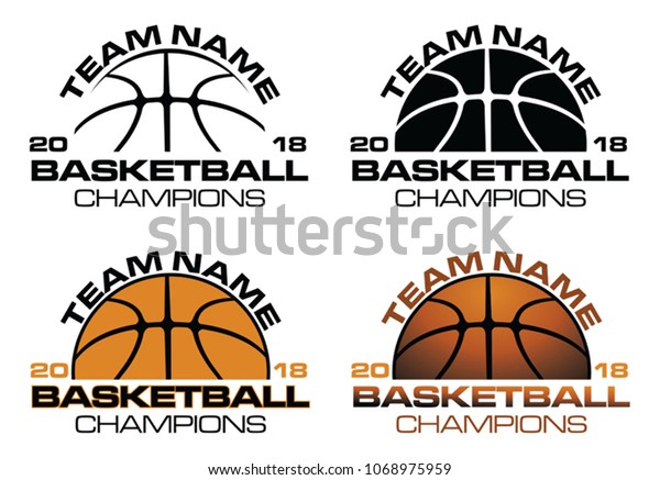 Tシャツ チラシ 広告など チームの宣伝に使用できる4種類のバスケットボールデザインのイラストです のベクター画像素材 ロイヤリティフリー 1068975959
