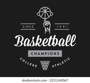 Basketball champions white on black is a vector illustration about sport