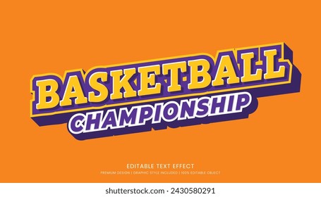 basketball championship editable text effect vector design for champion ship and community club logo