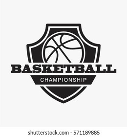 Basketball Championship Logo and Badge Vector Black and White