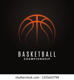 Basketball championship logo. Basketball ball on black background