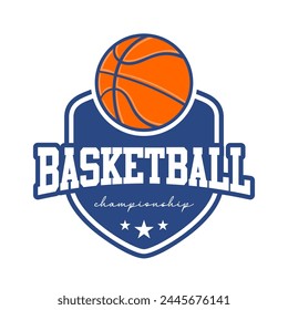 Basketball championship logo emblem design illustration