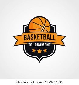 Basketball championship logo, emblem, designs with shield on a light background