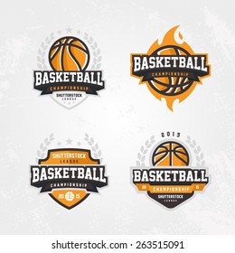 Basketball championship logo set