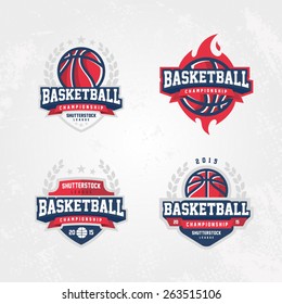 Basketball championship logo set