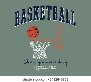 Basketball Championship slogan vector illustration t-shirt print for men womenswear