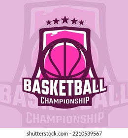 Basketball championship sport logo on pink