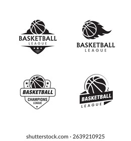 Basketball championship vector logo, orange blue elegant colorful basket ball team logo with stars and badge
